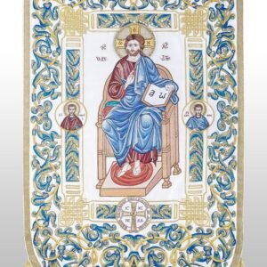 Bursa Christ in Majesty Banner - Ivory with Gold Embroidery