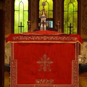 Dechani Holy Table Cover - Burgundy with Gold Embroidery