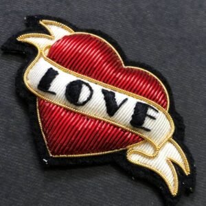 LOVE HEART FANCY HANDMADE BADGE